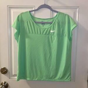 Nike Women's Dri Fit Top Shirt Lime Green Large Mesh Athletic
